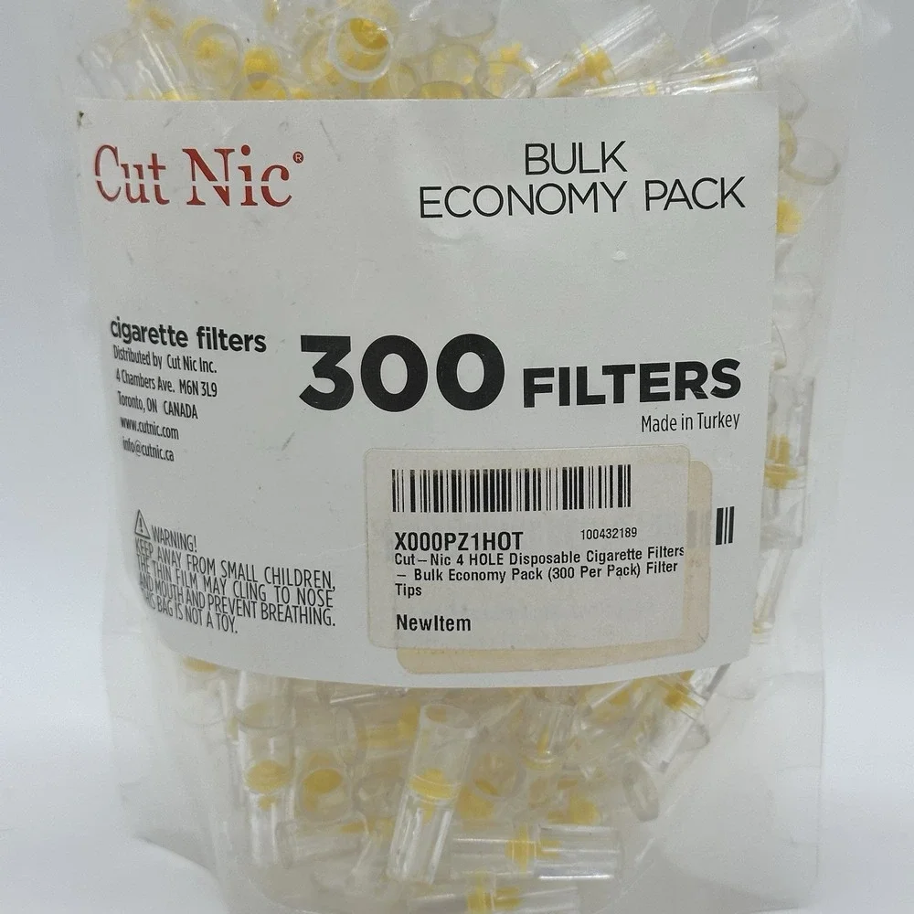 Brand New Cut Nic 8 Hole Easy Draw Disposable Cigarette Filters - (300 Filters)